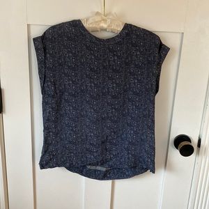 Theory blouse, denim color blue, zipper enclosure